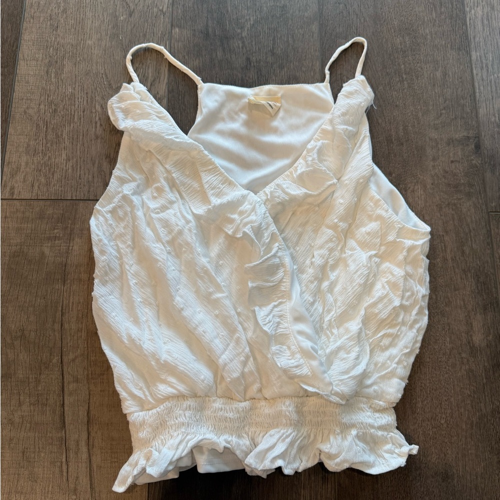 Peach Love California White Ruffled Wrap Camisole